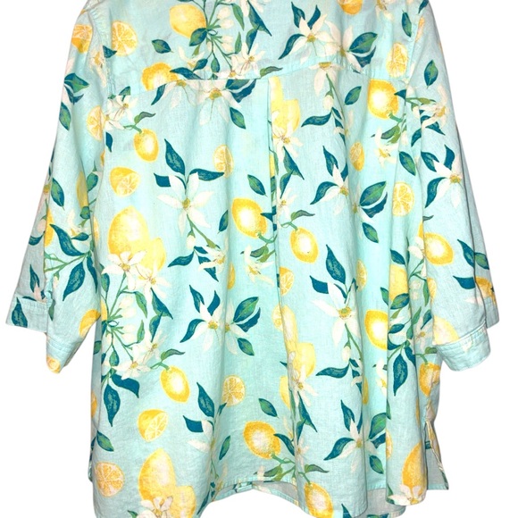 Catherines Petite Plus size Lemon Print Linen-Cotton Shirt size 26/28 WP - Picture 4 of 11